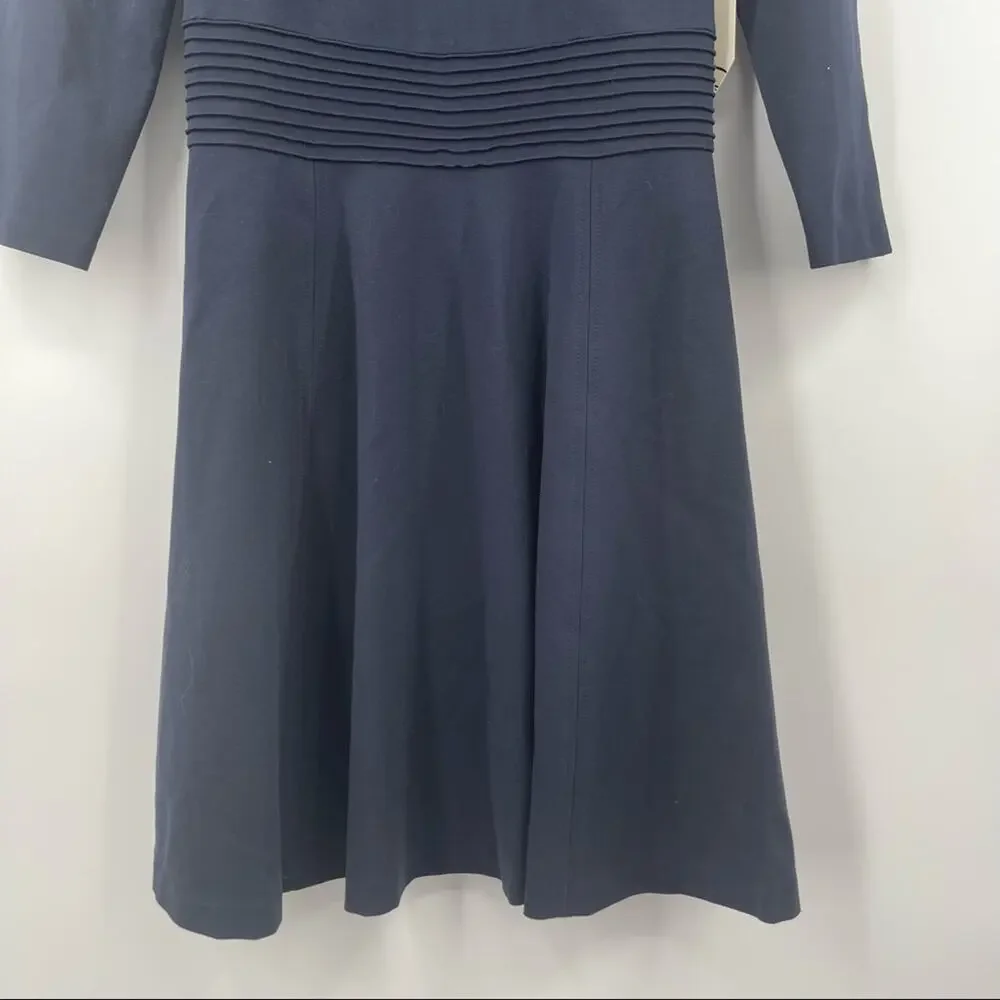ELIZA J Dress Navy Cocktail Formal Business Wedding Pleated Long Sleeve NWT SZ 6 - Picture 6 of 13